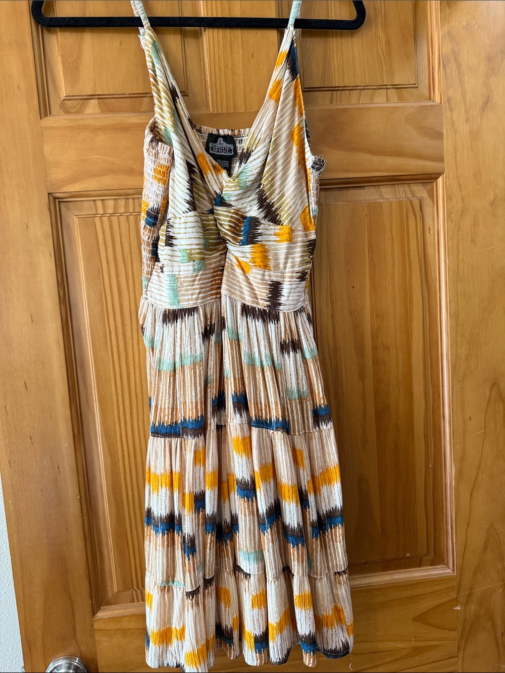 Angie Sleeveless Tiered Midi Dress in Beige, Mustard, Teal, Navy - Picture 1 of 5
